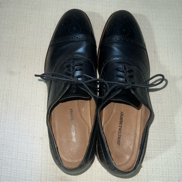 JOHNSTON & MURPHY CONARD CAP TOE MENS DRESS SHOES SZ 12M BLACK LEATHER main image 7